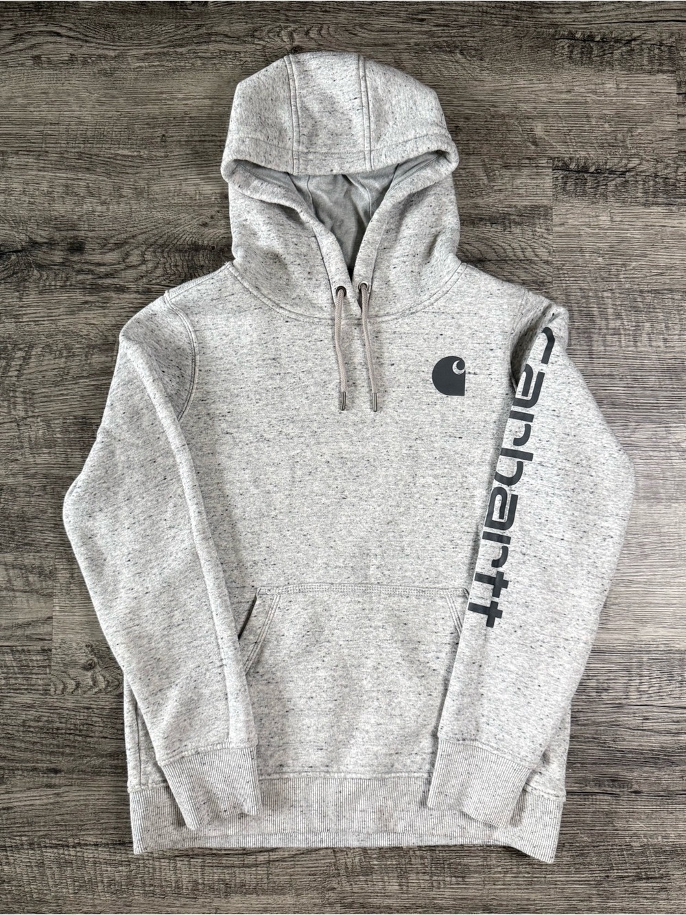 Carhartt Women’s Sweatshirt US S 4-6 Grey Heather Relaxed Fit Workwear Hoodie